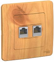 Розетка компьютерная с рамкой Systeme Electric Blanca 2-м. RJ45+RJ45 5e ясень картинка